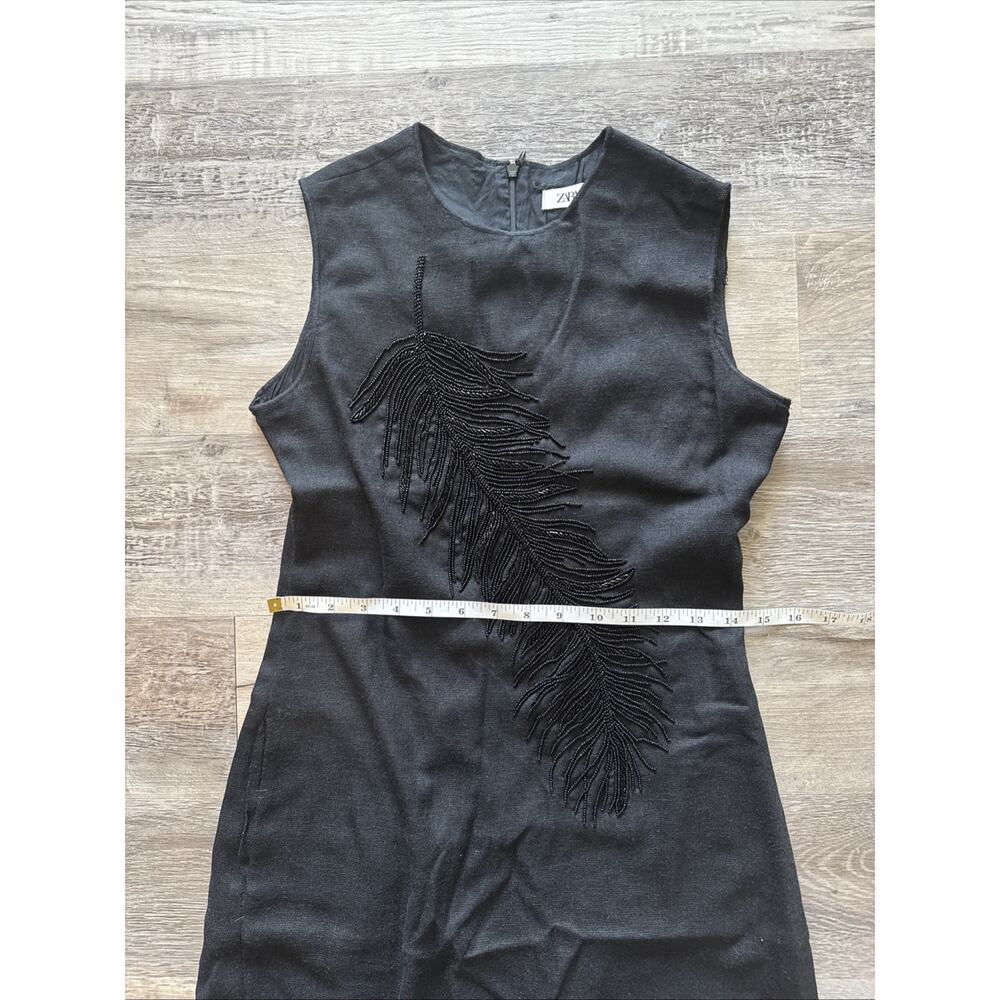 ZARA WOMAN SLEEVELESS EMBROIDERED MIDI DRESS ZW COLLECTION BLACK 6895/045 NEW - Picture 5 of 8